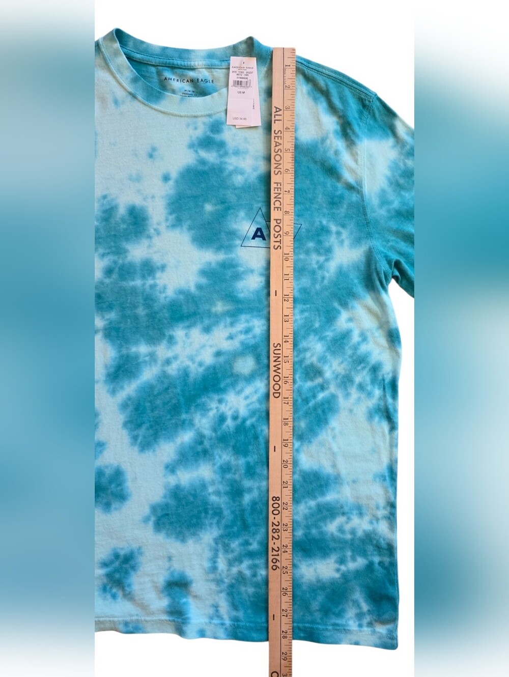 American Eagle Medium Blue Tourquoise Tie Dye Tee Shirt NWT - Picture 8 of 9